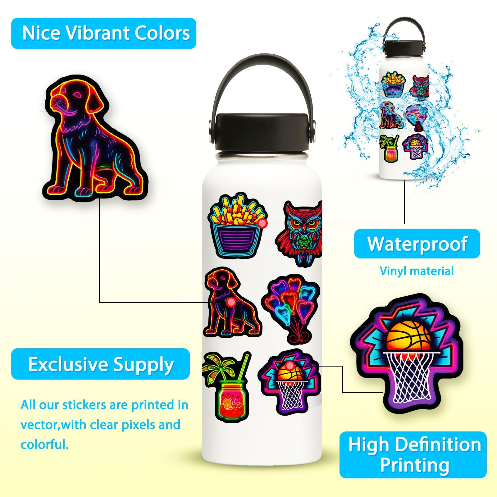 50 Sheets Neon Fresh Stickers, Creative Style Neon Light Stickers, Personalized Graffiti Stickers, Unique Decorative Stickers