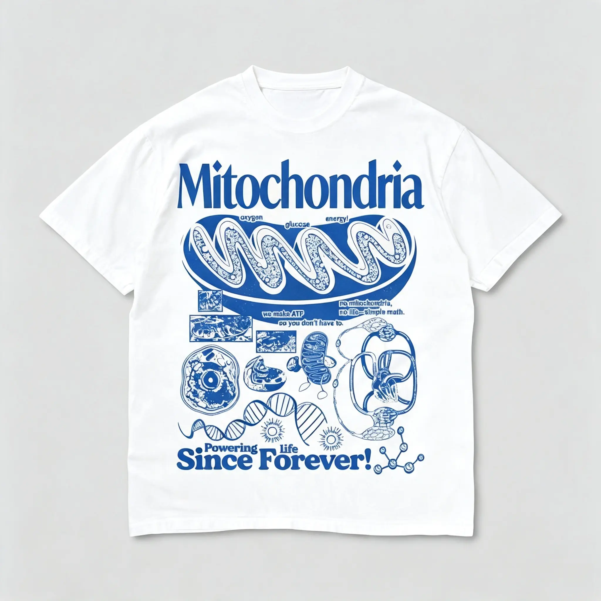 Mitochondria Vintage Science Graphic Tee Retro 90s Biology Cell Diagram vtg shirt Geek Lab Humor Casual Top STEM Learning Gift for Science Nerds
