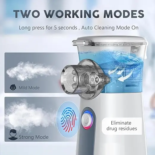 Product Introduction of Portable Nebulizer Machine for Adults Kids(4Colors), USB-C Rechargeable Handheld Nebulizer for Breathing Treatment, 3 Adjustable Modes, Efficiency&Quiet, 3 Masks, Travel and Home Use 1