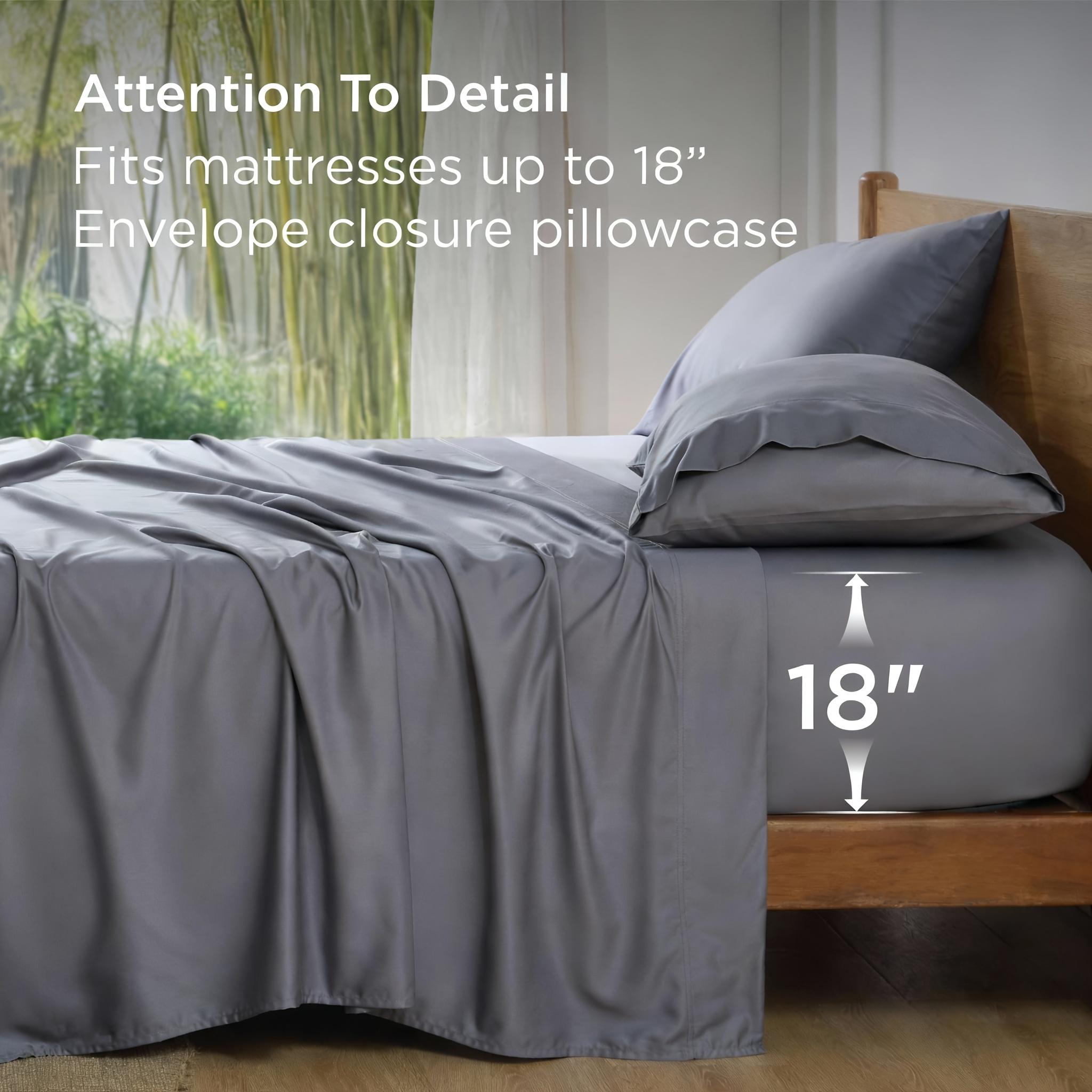 3/4pcs Cooling Bamboo Bed Sheet Set, Breathable and Close-Fitting, Comfortable and Super Soft, Large Bedding Set, Suitable for Hot Sleep, Washable and Machine Washable, All Seasons, Holiday Gift, Perfect for Bedrooms or Guest Rooms blue cat various color