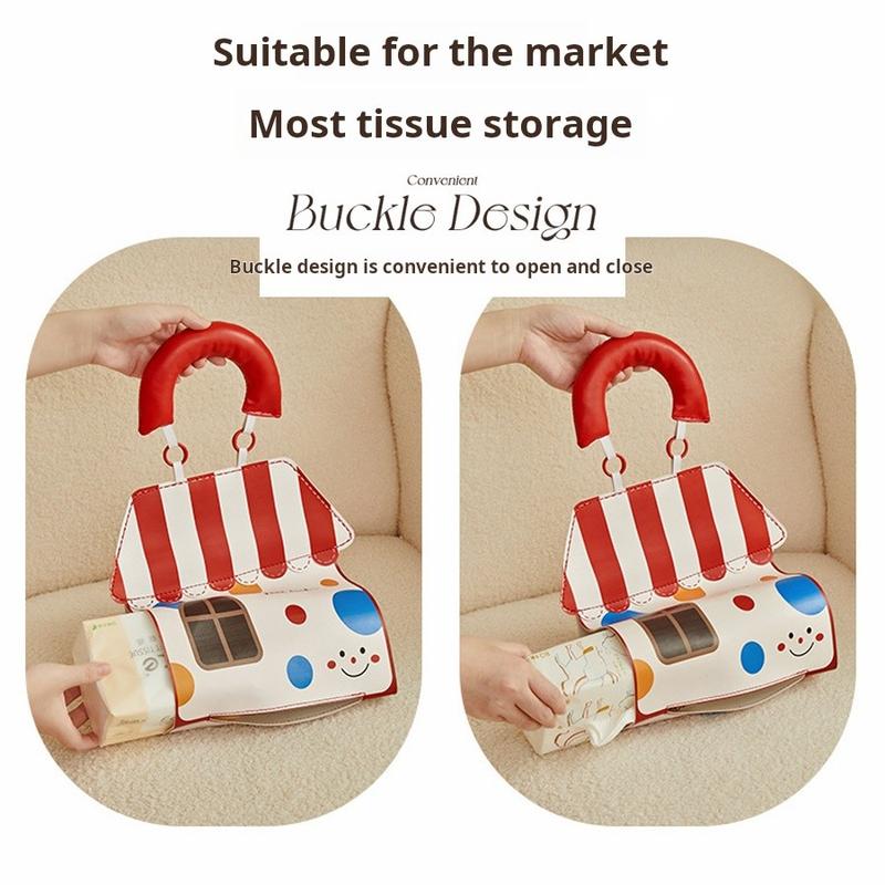 Cute Waterproof Hanging Tissue Holder for Bathroom, Wall-Mounted Tissue Box for Facial Towels and Paper Rolls, Stylish Toilet Tissue Storage Bag, Bathroom Accessories