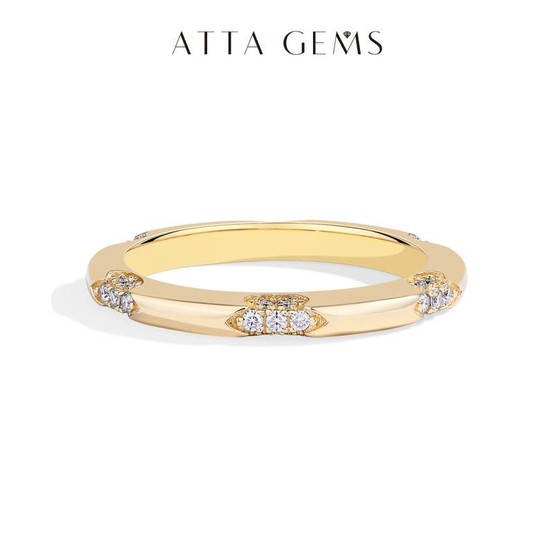 Classic D Color Lab-Created Moissanite Ring Jewelry for Women Unisex Wedding Band Daily Wear Lady's Gift for Her Perfect Ring R242