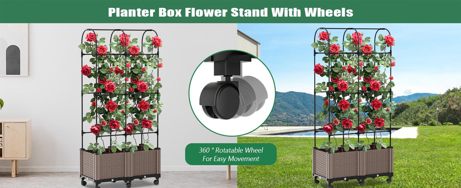 Lilypelle Raised Garden Bed Planter Boxes with Trellis, Gardening System-Self Watering Planter with Wheels, Plants Outdoor and Indoor Tomato Cage for Climbing Vegetables Plants & Herbs & Flowers summergarden Lilypelle Raised Garden Bed Planter Boxes with Trellis, Gardening System-Self Watering Planter with Wheels, Plants Outdoor and Indoor Tomato Cage for Climbing Vegetables Plants & Herbs & Flowers summergarden