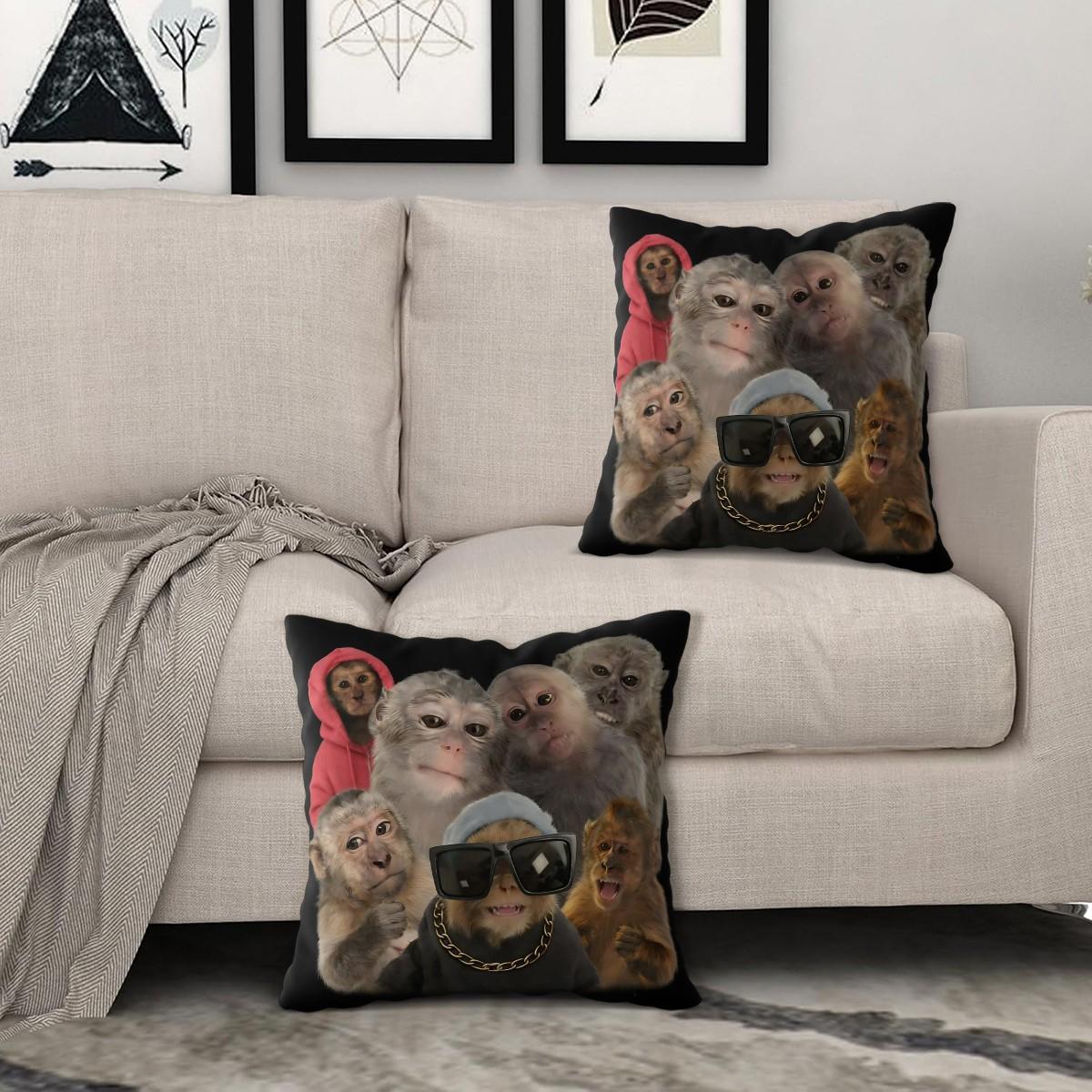 Trending Monkey Throw Pillow, Warm and Whimsical Fun Home Decor Checkered Accent Pillow, for Sofa Pillowcases and Bedding Home Decor Cushion