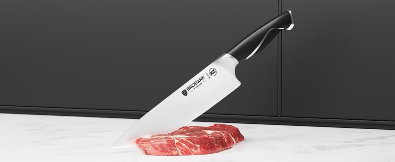 BRODARK Eclipse Series Kitchen Knife Sets with Block and Built-in Sharpener, 15 Pcs Full Tang Professional Chef Knife Set, NSF Certified Food Grade Stainless Steel Cutlery Set, Outdoorfun