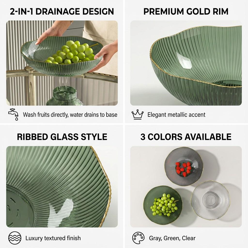 Luxurious Home Fruit Tray Pet Transparent Plastic Style Snack Plate Flower Basket Ktv Fruit Dish for Living Room Coffee Table