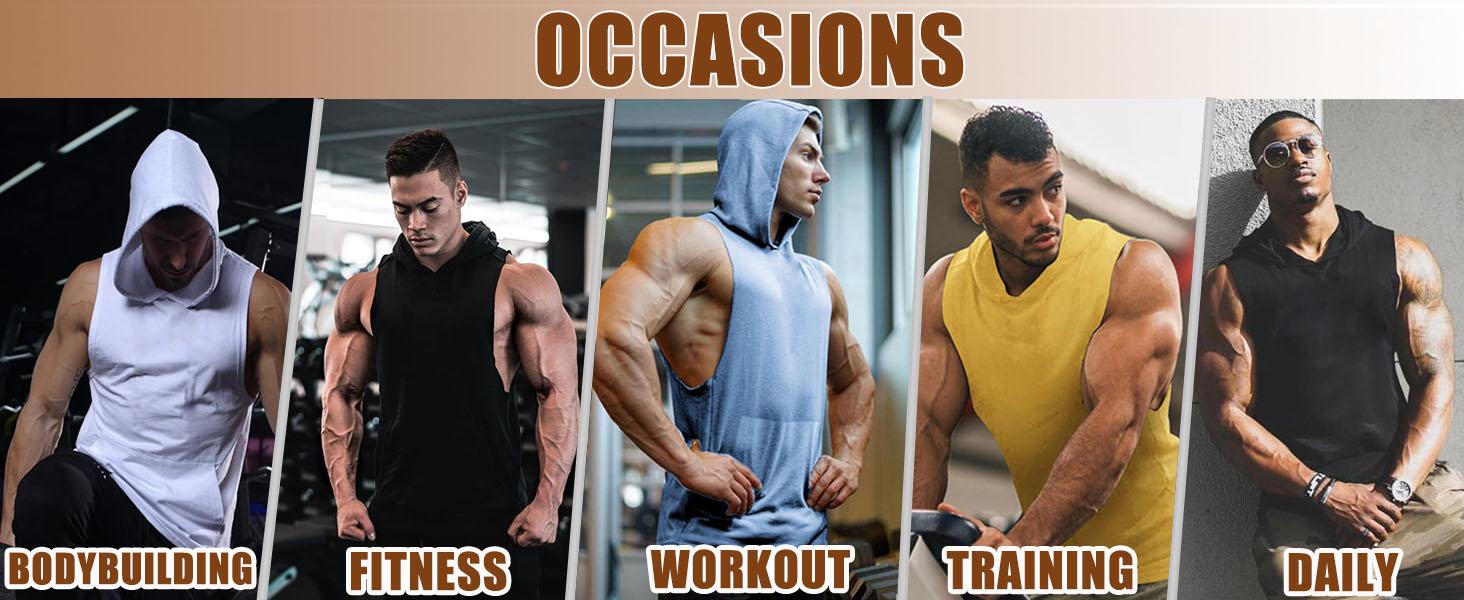 COOFANDY Men's 2 Pack Workout Hooded Tank Tops Bodybuilding Muscle Cut Off T Shirt Sleeveless Gym Hoodies