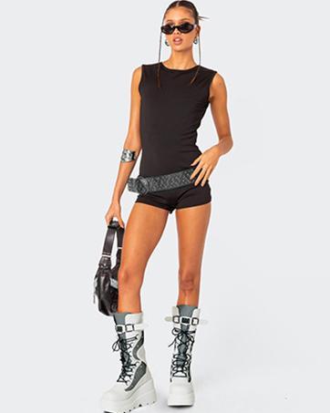 Goth Boots Holographic Combat Platform Boots for Women Knee High | Rave Style Mid Calf Boots, Lightweight Wedge Boots, Lace Up & Zipper Closure, Wide Toe Box, All-Day Comfort Wear for Concert