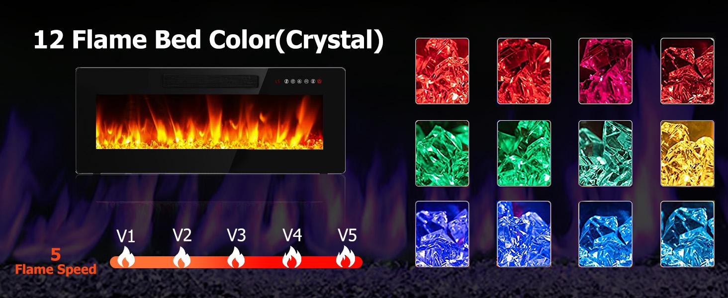 PUKAMI Floating Fireplace TV Stand 70'' Wall Mounted Shelf, LED Light Entertainment Center and Storage, Modern Wood Media TV Console with Highlight Cabinet for Living Room