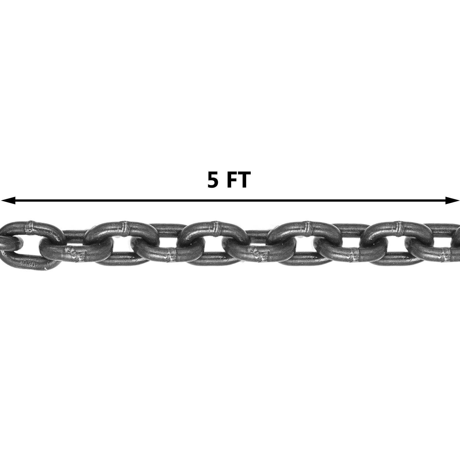 VEVOR Chain Sling, 3/8 inch x 5 ft Lifting Chains with Hooks, G80 Engine Chain Hoist Lifts, 11000 lbs/5 Ton Capacity Lifting Sling Chains for Engine Hoist, Engine Lift Chain with 2 Leg Grab Hooks