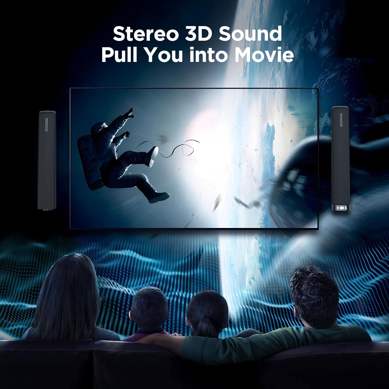 Sound Bar for  TV,90W Soundbar with /ARC/Optical/AUX Connect, Auto Volume Boost, 3 Customizable Equalizer Modes, 2 in 1 Detachable Soundbar for TV/PC/Gaming/Projectors