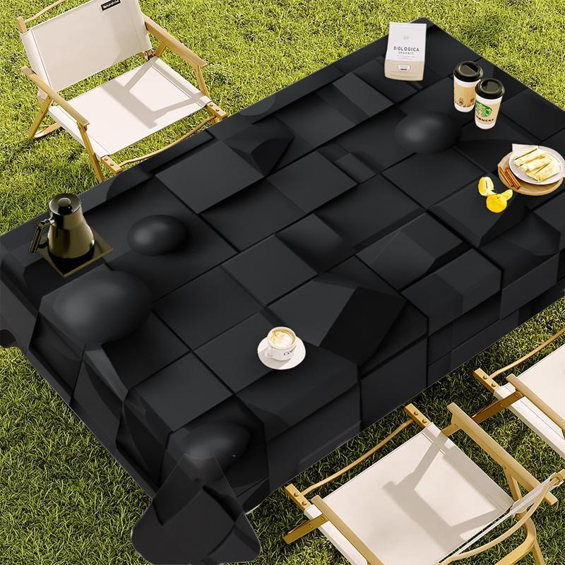 Christmas - Style Black Tablecloth, Rectangular Shape, Polyester Material, Multiple Specifications Available, Multi - Color, Easy to Clean, Suitable for Daily Use, Festive & Memorial Occasions, Ideal for Dining Areas with Festive Decor