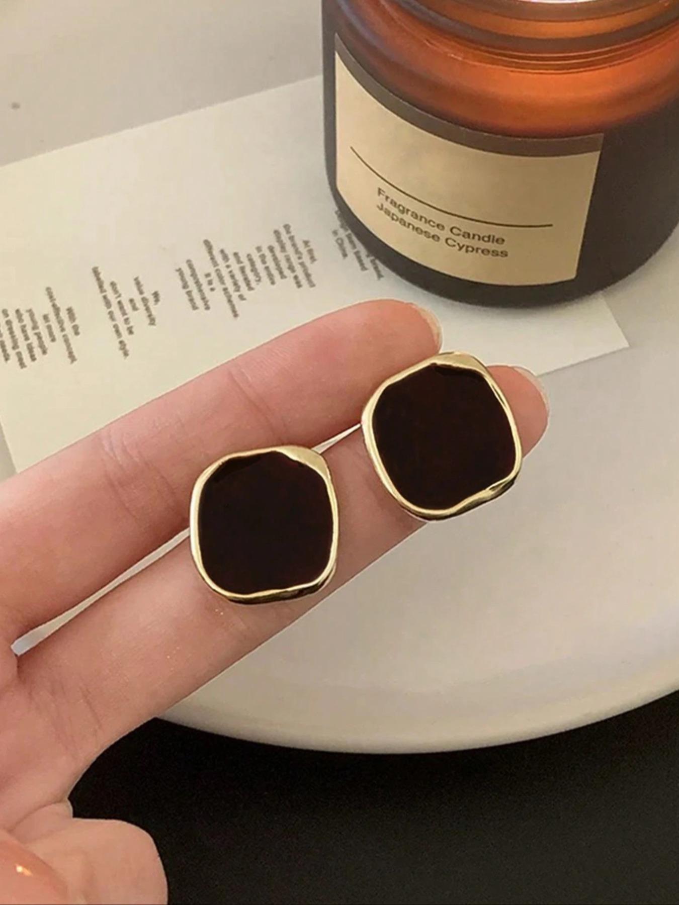 Metallic Square Drip Earrings, Bold Statement Jewelry, Perfect for Daily Wear, Unique Fashion Accessory, Trendy Ear Cuffs