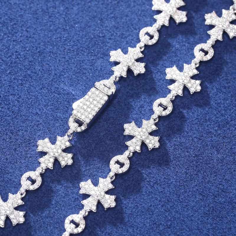 【#N188】S925 Sterling Silver Synthetic Moissanite Necklace for Women Men Hip Hop Jewelry Gift