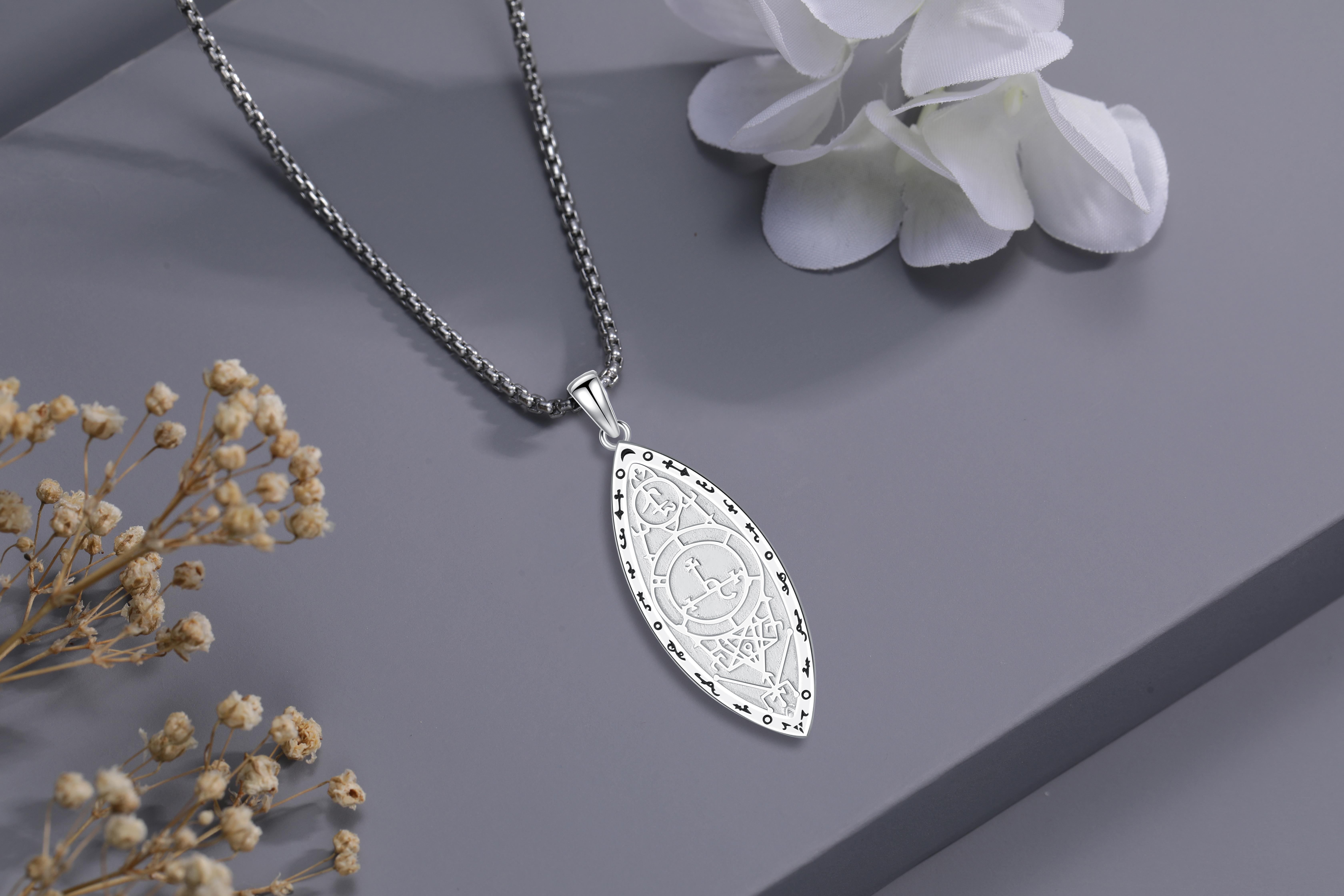 DRINSPER Lilith Necklace 925 Sterling Silver Pendant Necklace for Pagan for Witch for Girl, Witches Jewelry, Collar De Lilith Plata 925, Lilith Sigil Pagan Mythology Amulet, Jewelry Accessories Gift for Women