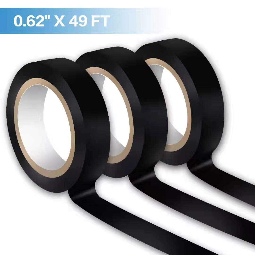 3 count Electrical Tape Black, 0.62 in X 49 ft | Flame Retardant Indoor Outdoor High Temperature Resistance Electric Tape,   Tape