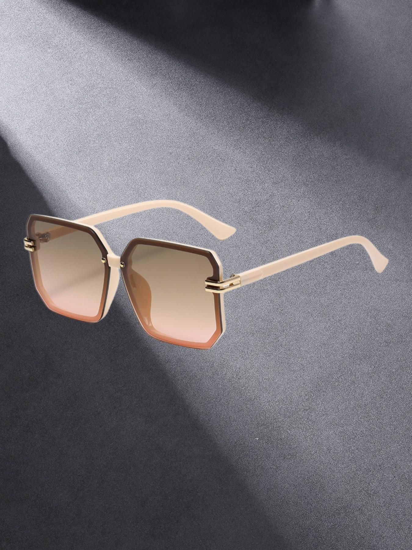 Square Frame Men's Sunglasses, Casual Decorative Lens, All over Print, Unisex Fashion Accessory, Daily Wear, Work & Leisure