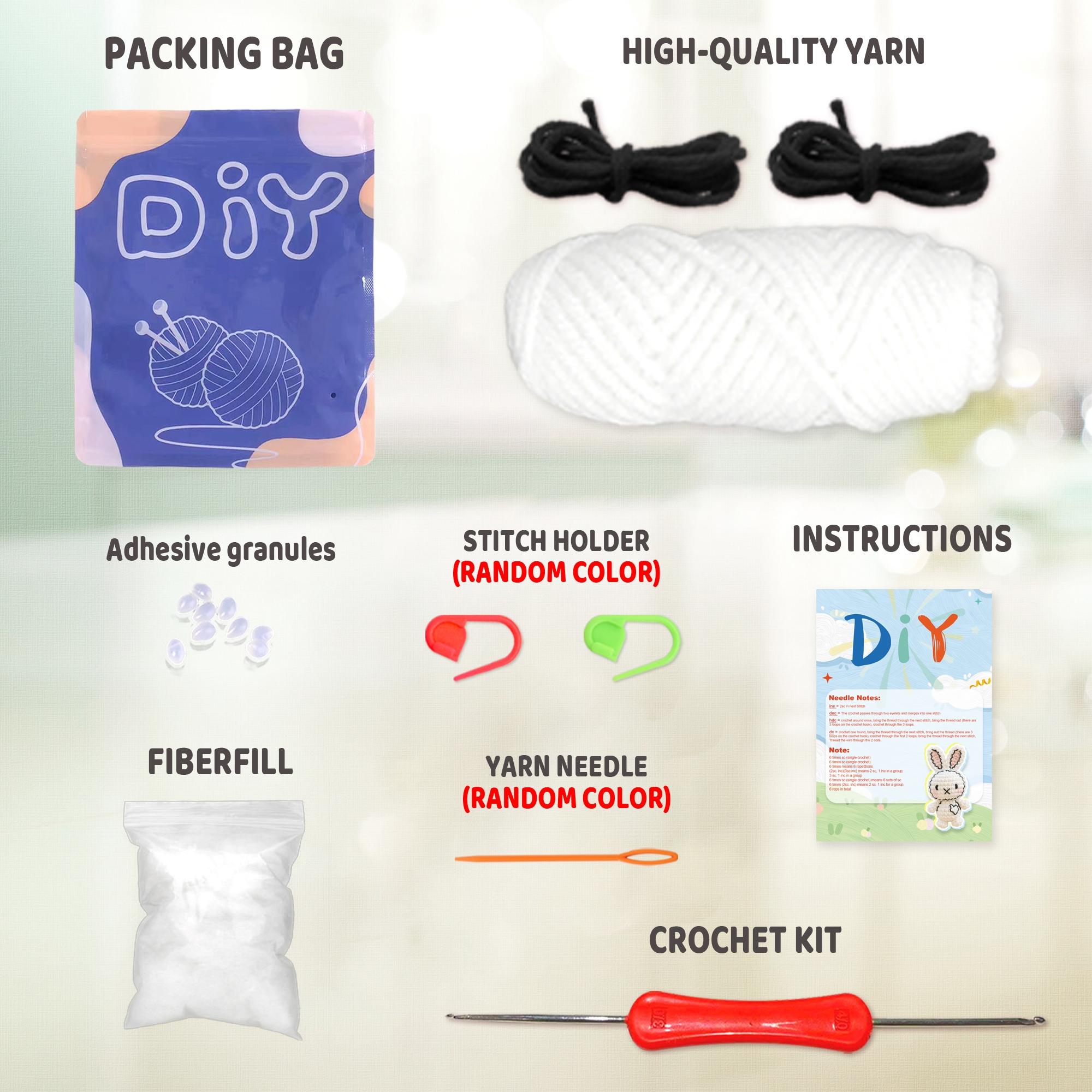 Floral Rabbit Amigurumi Crochet Set, Complete Set with Hook, Instructions Manual, Detailed Tutorial Videos, Random Accessory Colors