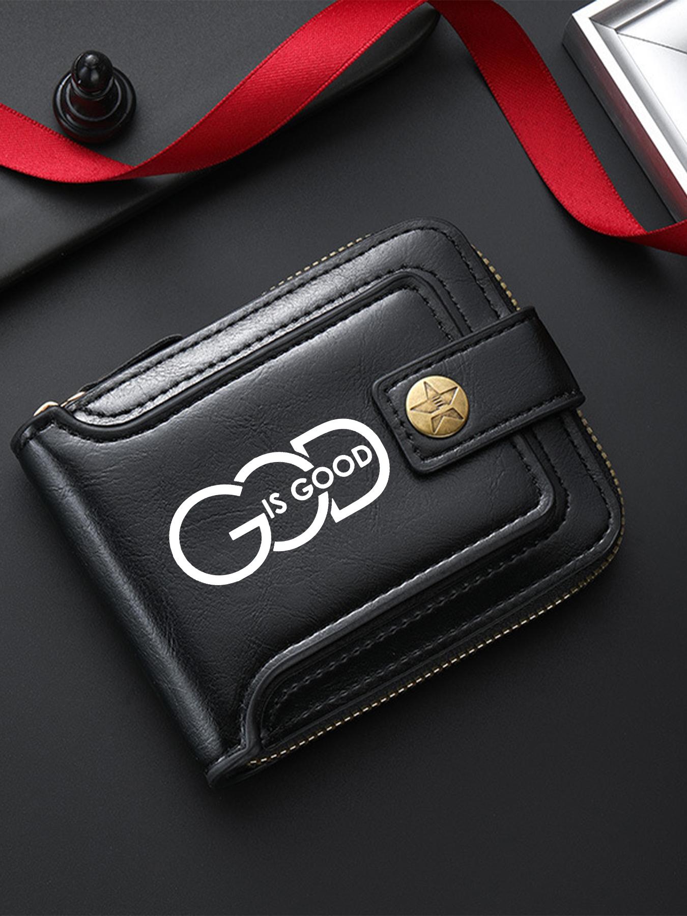 God Is Good Men's Short Zip Wallet, Piano Style Multi-Card Slot Large Capacity, Christian Faith Theme Daily Commute Card Holder, Perfect Gift