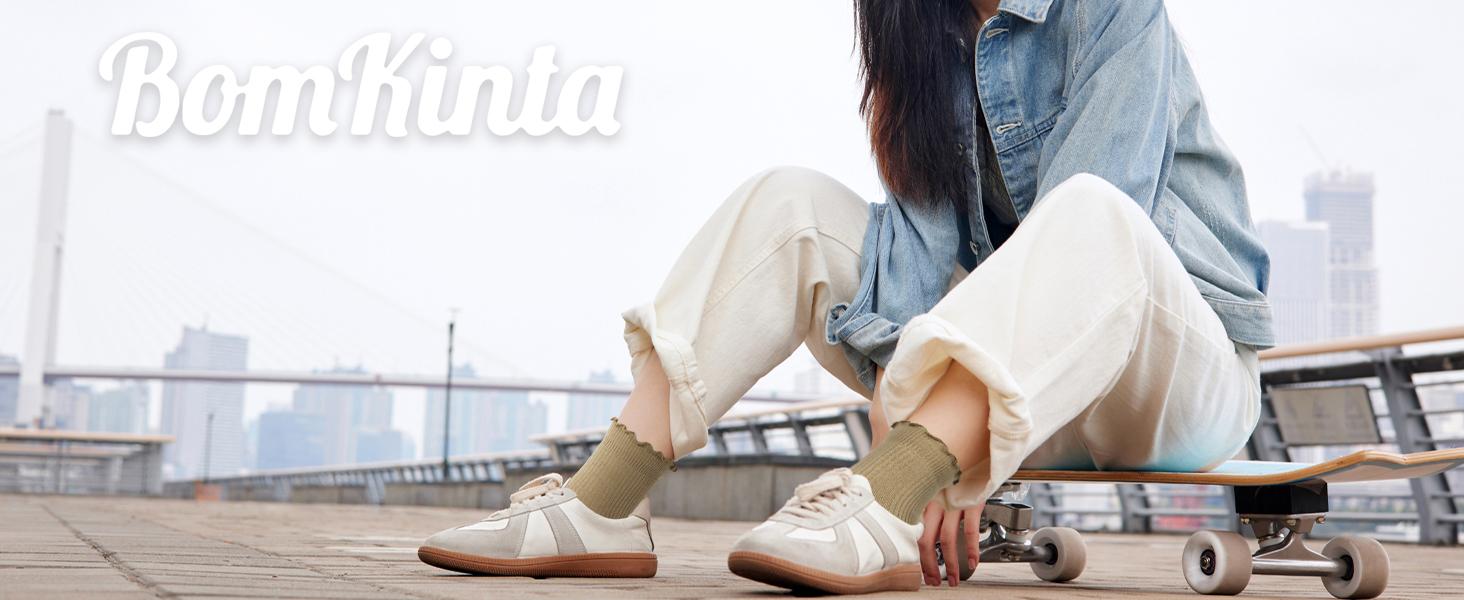 Women's Frill Trim Crew Socks, Casual Basic Mid-tube Socks, Everyday Wear, Women's Socks, for all seasons, Cozy winter socks Cotton Fit