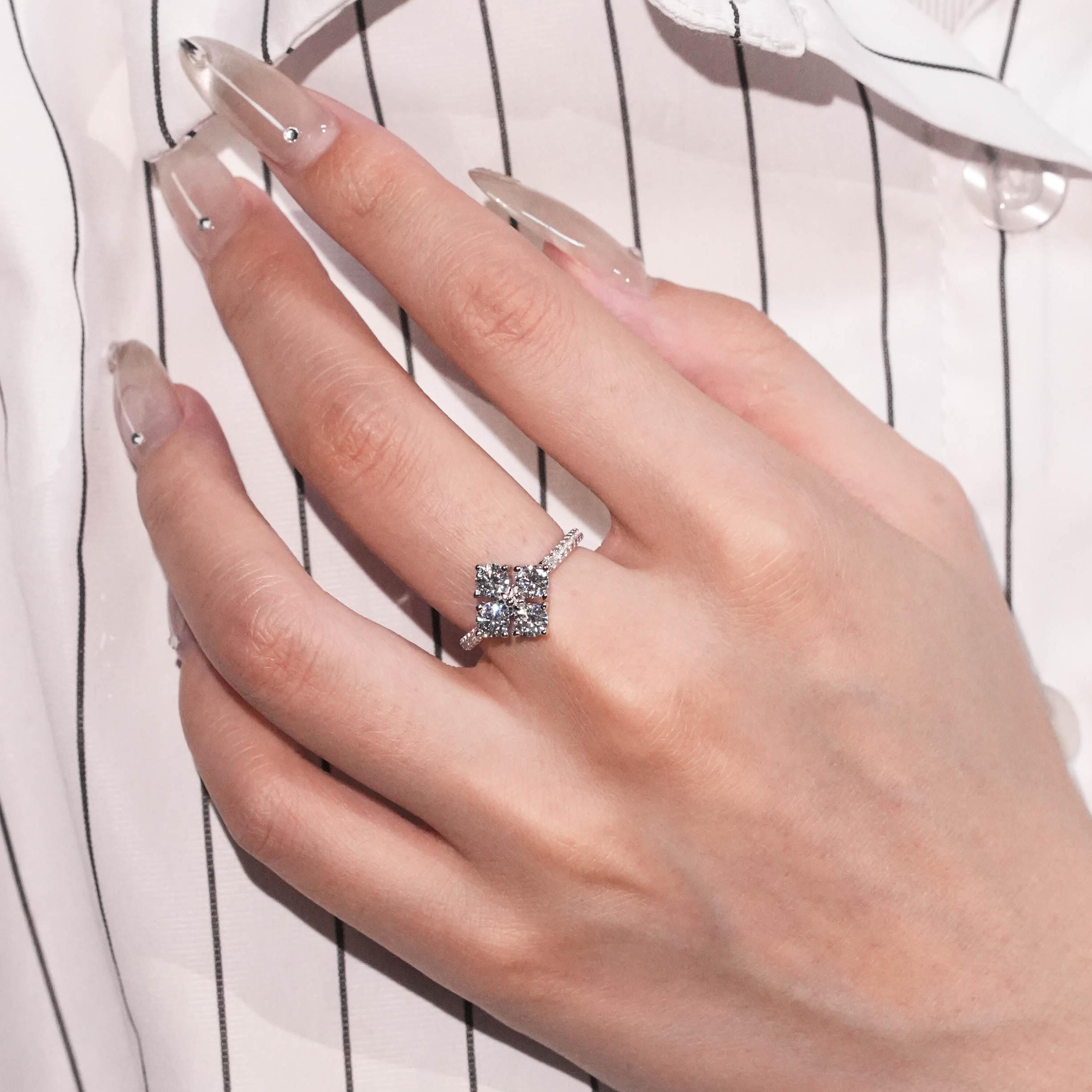 【#443 New Arrival】1.2CT Clover Ring vvs Synthetic Moissanite Rings in 925 Sterling Silver 【#443 New Arrival】1.2CT Clover Ring vvs Synthetic Moissanite Rings in 925 Sterling Silver