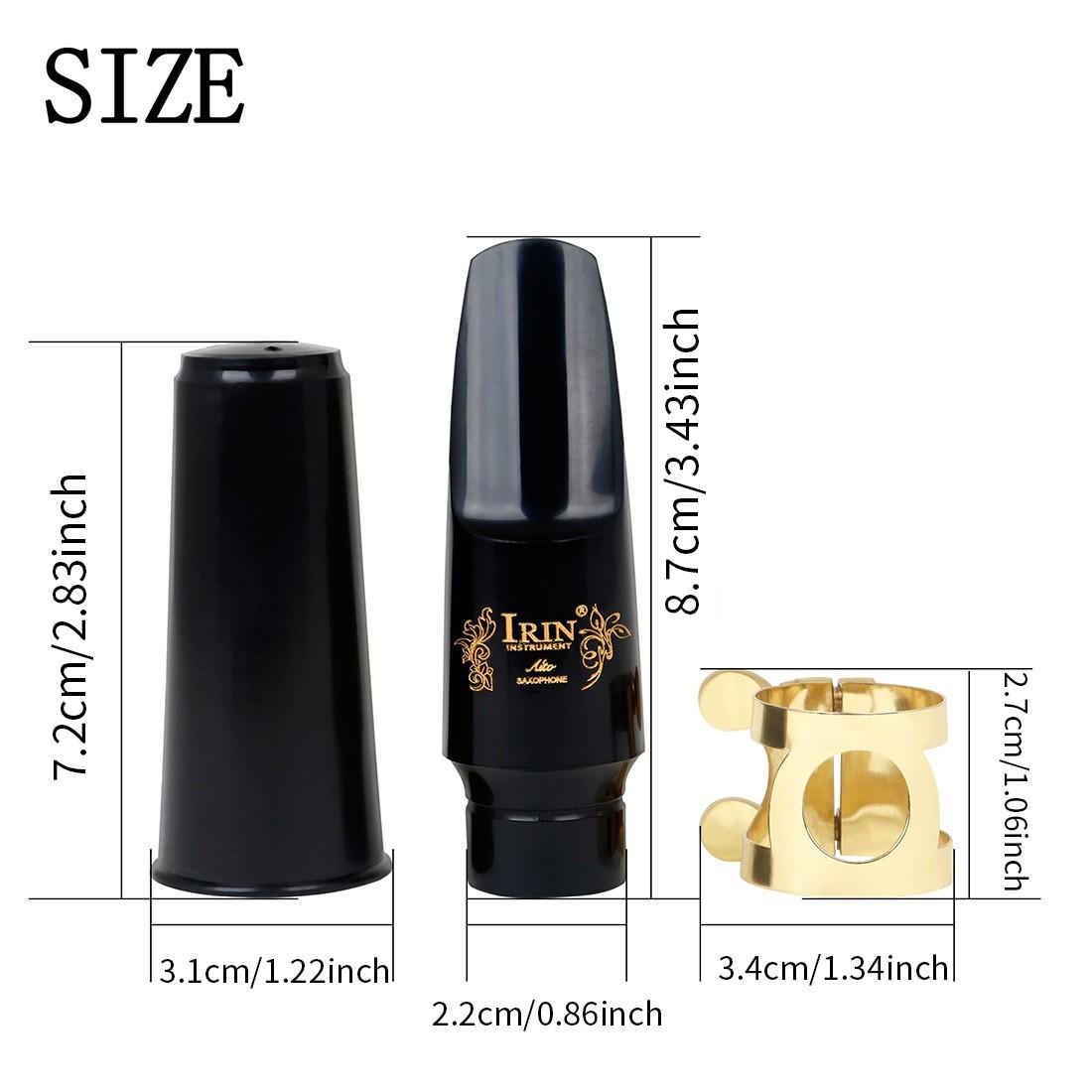Irin Abs Alto Saxophone Mouthpiece Set, Includes Reed Cap and Clip, Transparent Plastic Box, Professional Saxophone Accessories