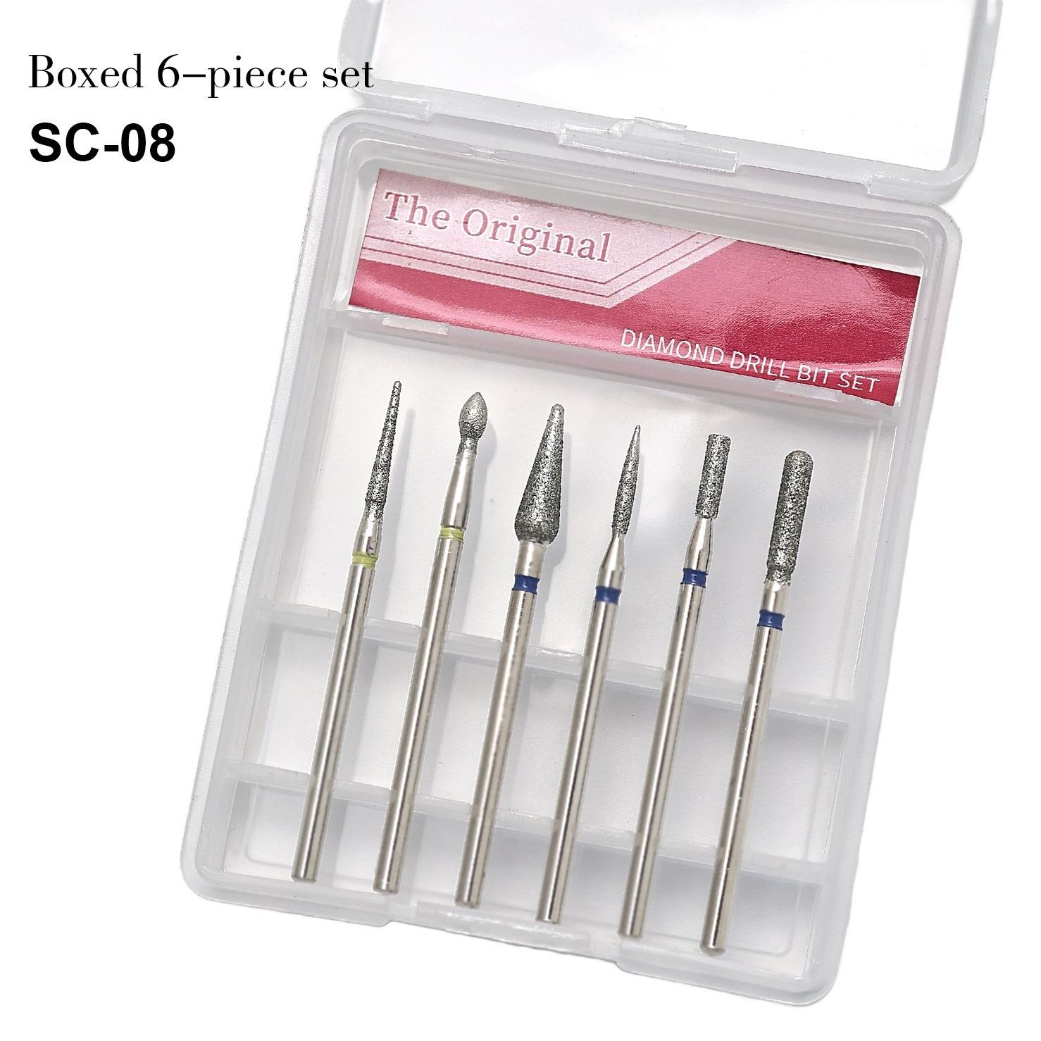 6Pcs/set Nail Drill Bits Set Nail Bits For Nail Drill Professional Diamond Drill Bit Set Electric Cuticle Rotary Manicure Nail Drill Bits Pedicure Grinding Head Sander Tools For Acrylic Gel Nails Home Salon Diy Manicure