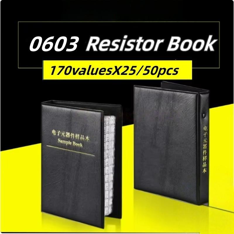 Surface Mount Resistor Sample Book 0603 0r-10m Fr-07 1% Precision Electronic DIY Kit, 170 Values X 25/50 Pieces, Smd Resistor Set