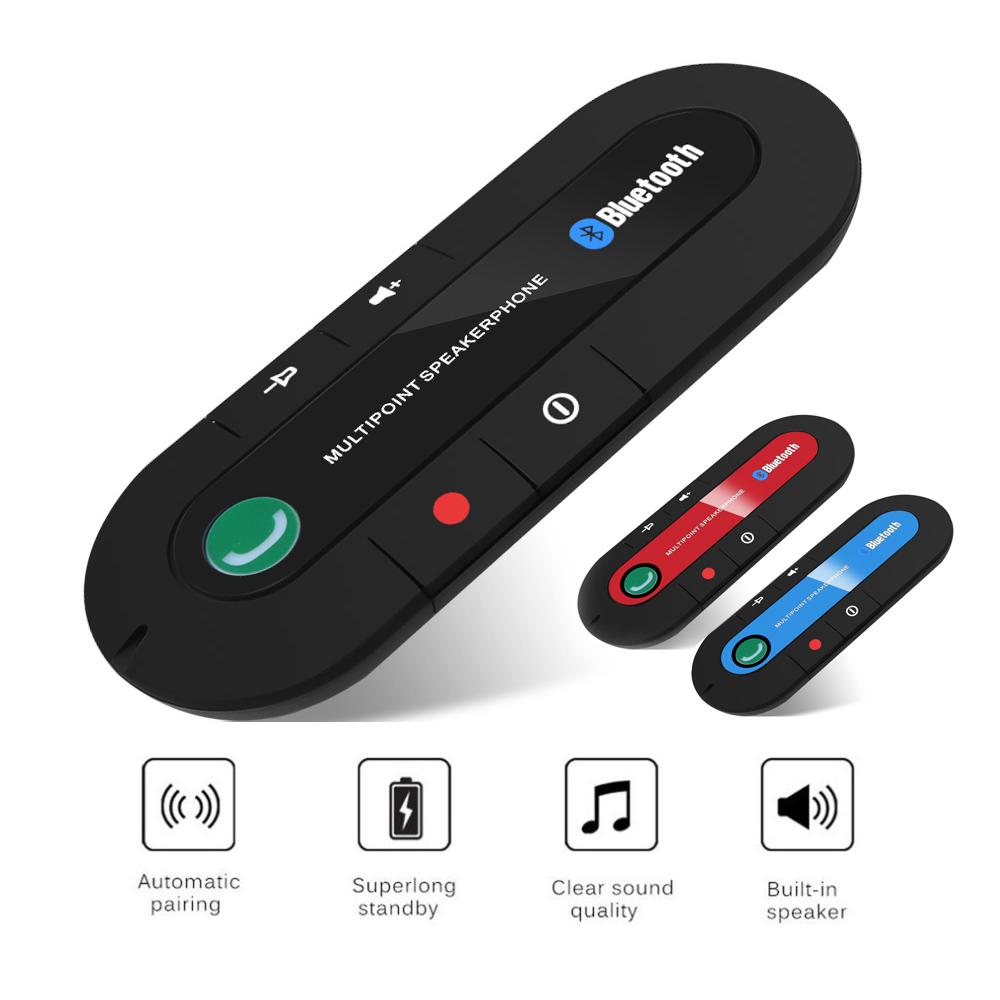 Bluetooth Speaker Handsfree Car Kit Sun Visor Clip Wireless Audio Receiver Speakerphone Wireless Stereo MP3 Music Player Retro TV Shape Phone Screen Amplifier morning blues Smart Voice Assistant Headset with ENC