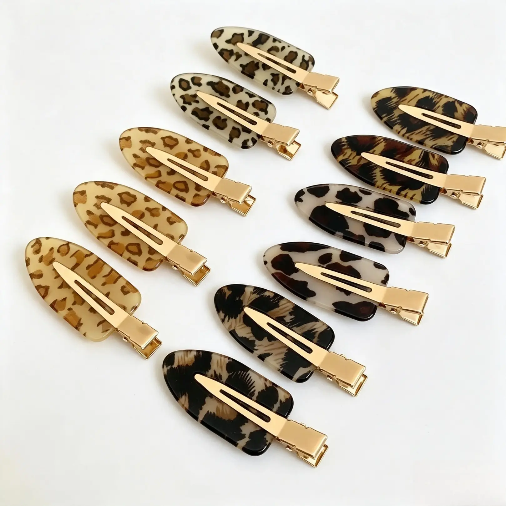 Leopard Print Acetate No Bend Hair Clips, Flat Fringe Bangs Styling Barrettes, Minimalist Daily Hair Accessories For Women Casual Makeup Hairstyle