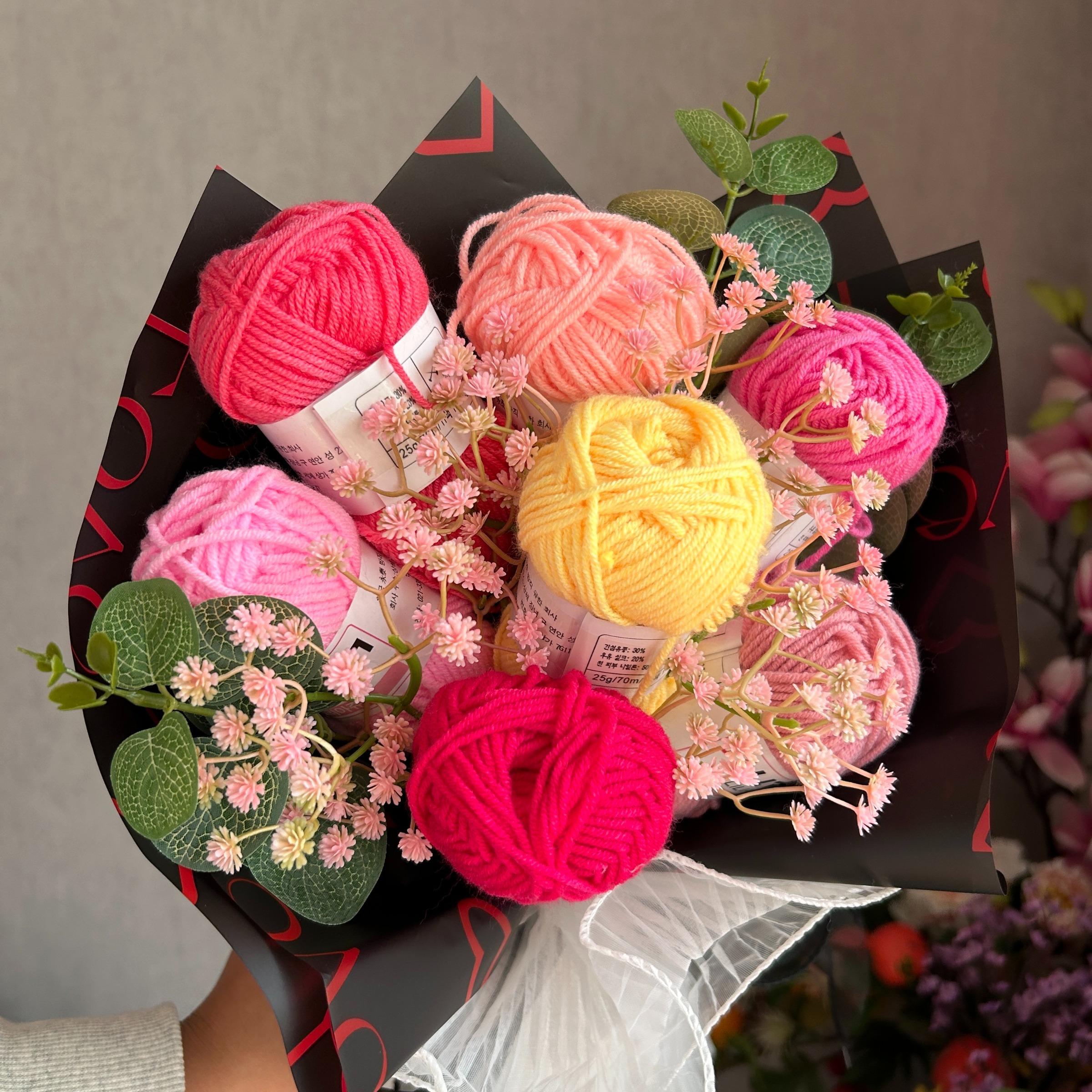 Knitted Bouquet Customizable Gift Anniversary Present with Packaging, Hooked Flower Doll DIY Any Favorite Knit Item Christmas Thanksgiving