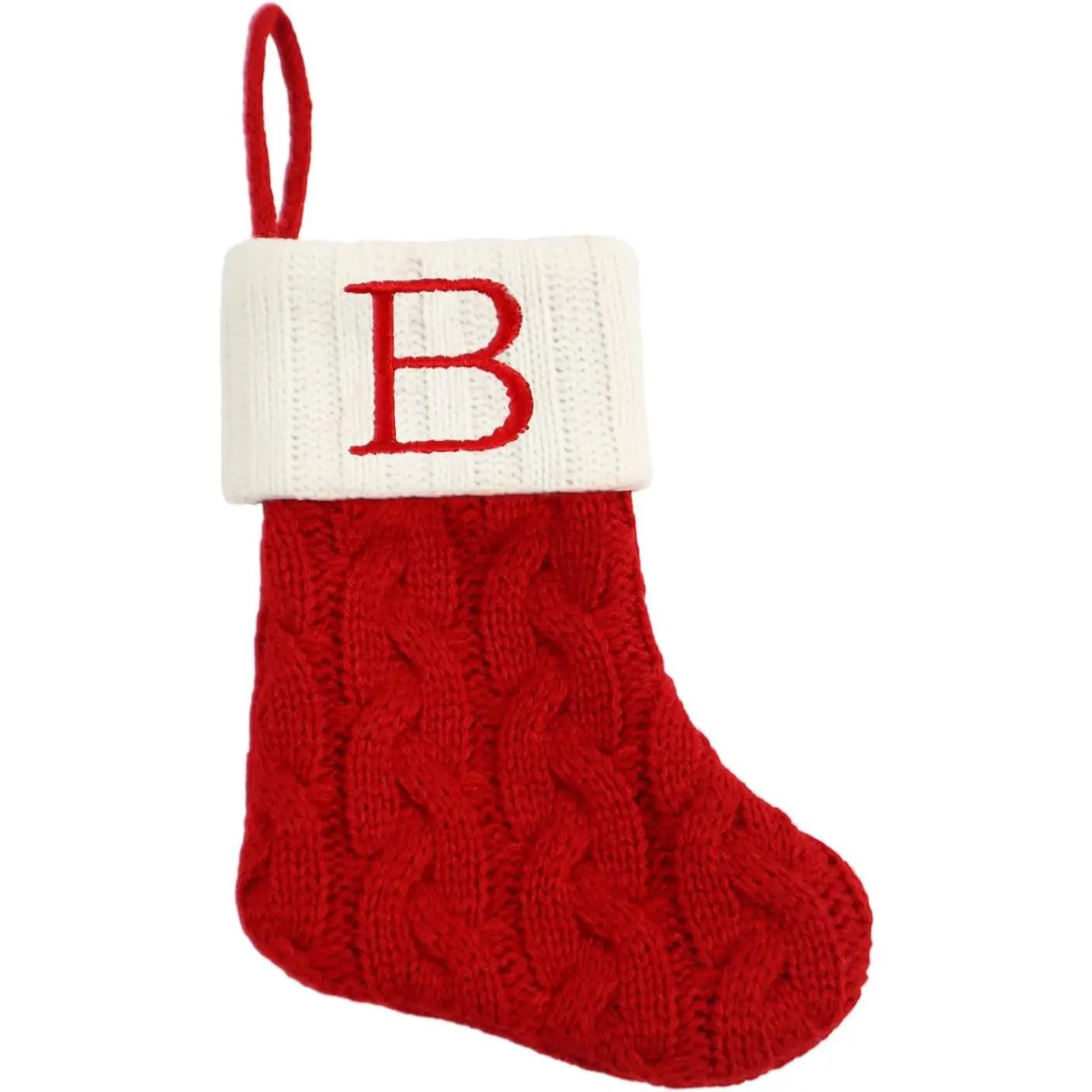 8 Inch Mini Christmas Stockings, Small Xmas Stockings with Monogram Initial, Classic Red White Xmas Decor for Mini Christmas Tree, Fireplace, Holiday Decor, Party Favors, Gift Stocking (B)