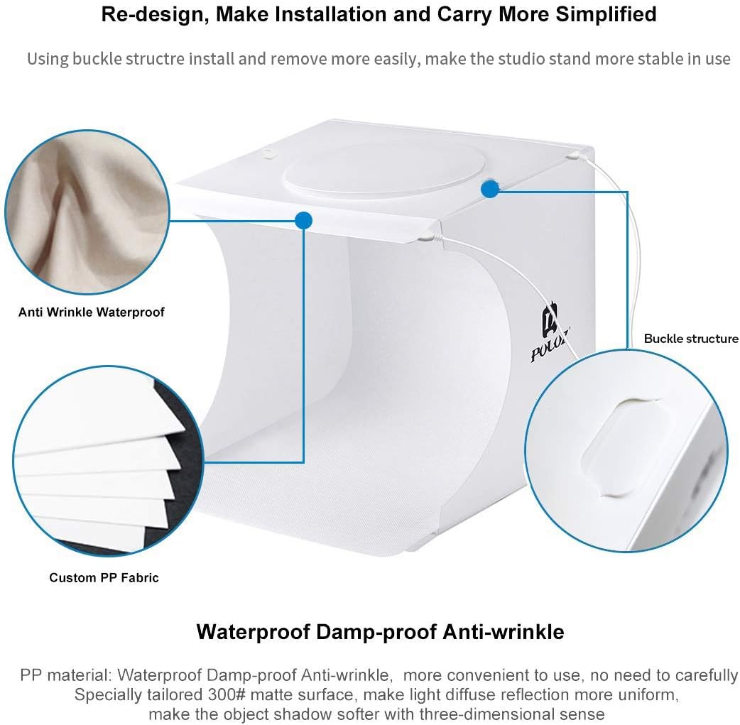 Mini Photo Studio Super Bright Photography Light Box Lightbox Portable Shooting Light Tent with 6 Colors Photography Backdrops Waterproof Background Screen Carrying Bag