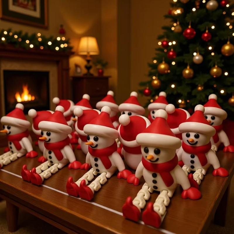 Christmas Decoration Snowman Reindeer Ornament, Plastic Material Christmas Gift Accessory, Festive Xmas Decorations