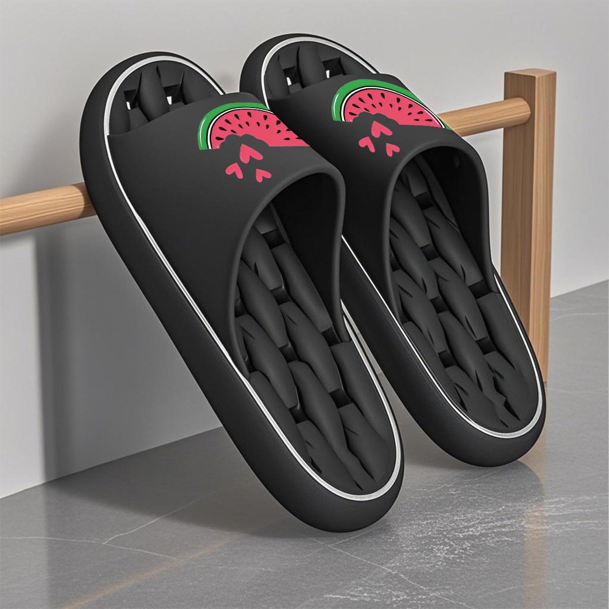 1 Pair Unisex New Style Slippers, Sweet Watermelon Heart Pattern Summer Slippers, Women's Summer Slippers, Indoor/Outdoor Summer Slippers, Holiday Gift Slippers, House Slippers, Beach Slippers, Bathroom Slippers, Birthday Gift Slippers, Casual Summer