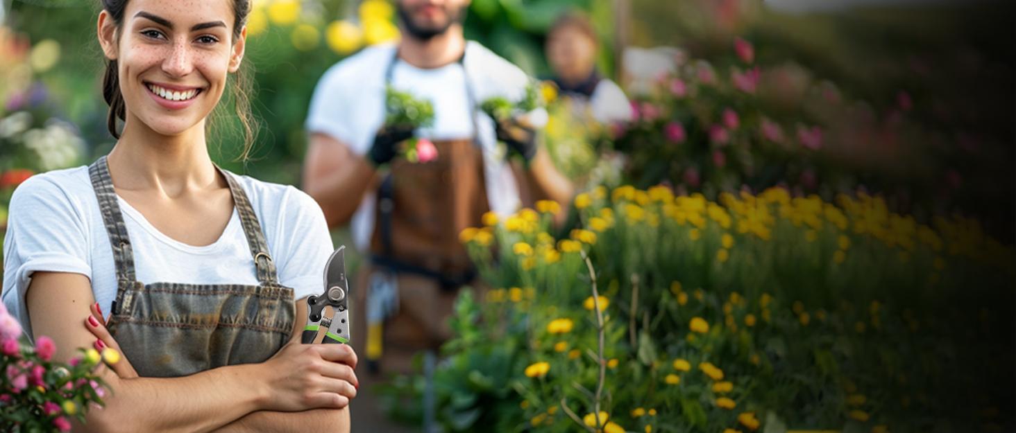 DECERK 8.5" Professional Bypass Pruning Shears for Gardening, Garden Pruner Scissors & Clippers for Fruit Tree Branch Trimming, Ultra Sharp SK5 Blade, Ergonomic Handle, Gardening Gift Women Men wood finish flower - 2025 Heavy Duty Tools for springtok