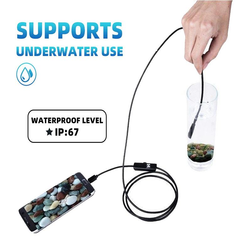 Industrial Endoscope Camera 2M/5M IP67 Waterproof Borescope with 6 Adjustable LEDs, USB Automotive Inspection Camera for Android/iOS/PC Car Diagnostic