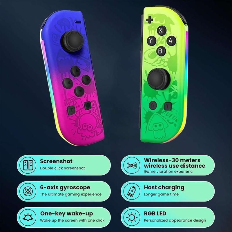 Wireless Controller for Game Handheld Controllers, Compatible with Switch Lite Oled, Dual Vibration Function, Cool Replacement Accessory