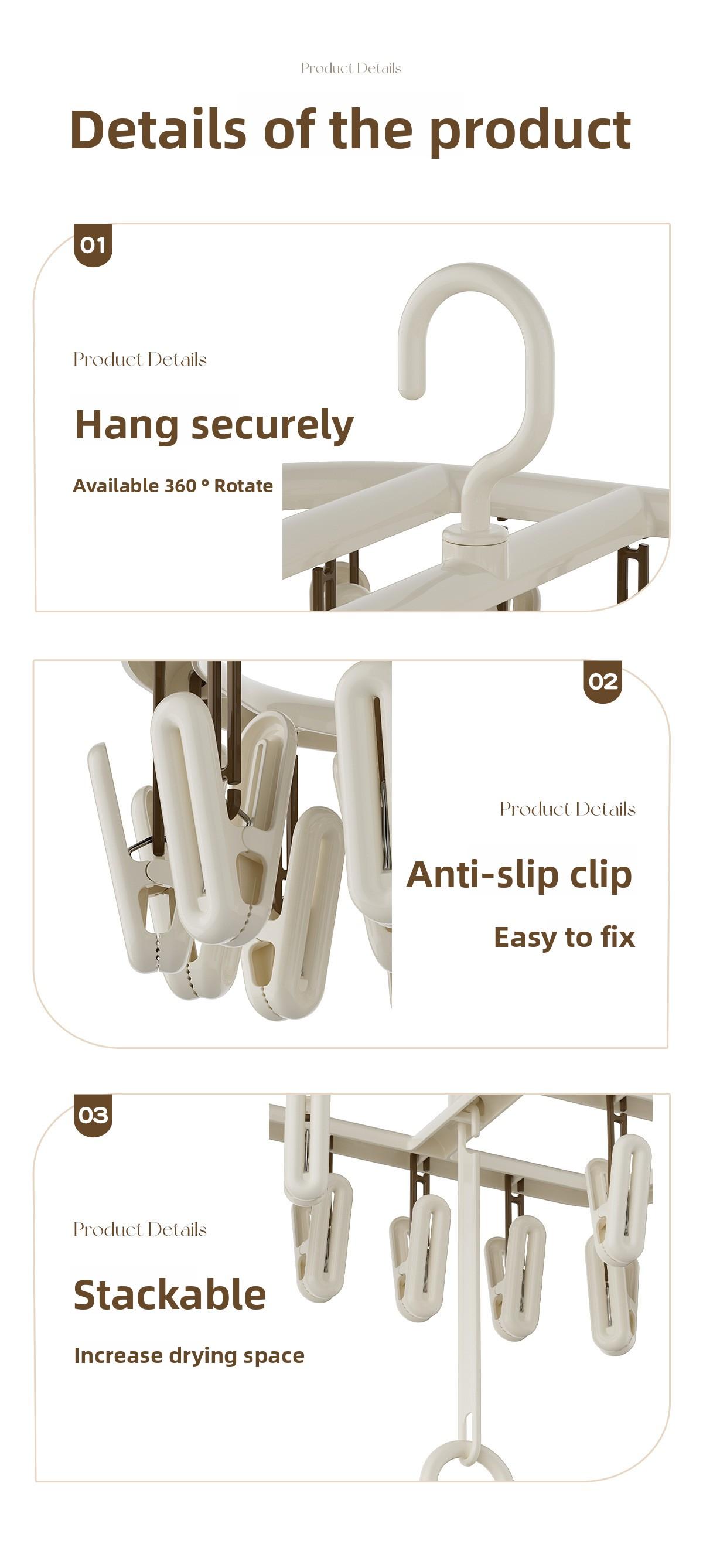 360-Degree Rotating Stackable Clothes Drying Rack for Home Use, Socks, Towels, Baby Scarves, Clothes Drying Clips