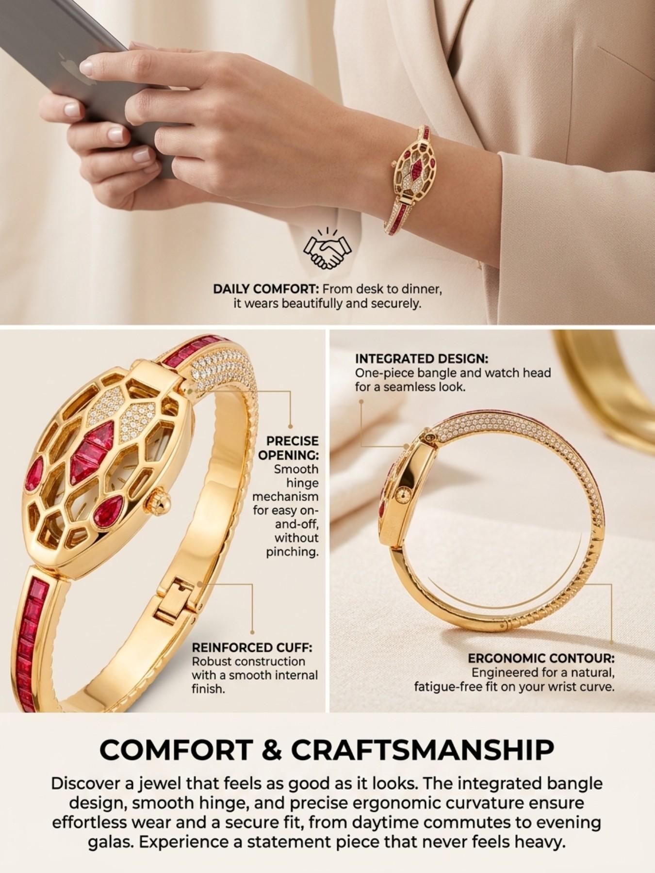 Luxury Women's Snake Watch 2026, Creative Snake Wrap Steel Band, Full Diamond Gemstone, Waterproof Quartz, Elegant Office Wear