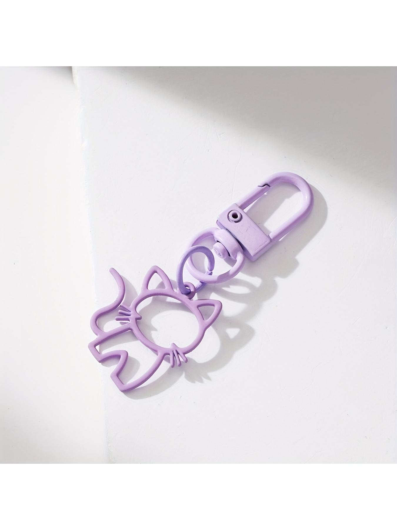 1pc Cute Cat Keychain with Hollow Design - Alloy Car Key & Backpack Charm, Colorful Cat Keyring for Valentine's Day Gift, Men's Fashion Accessory, Playful Key Holder | Quality Metal Ring Attachment, Cute Keychain