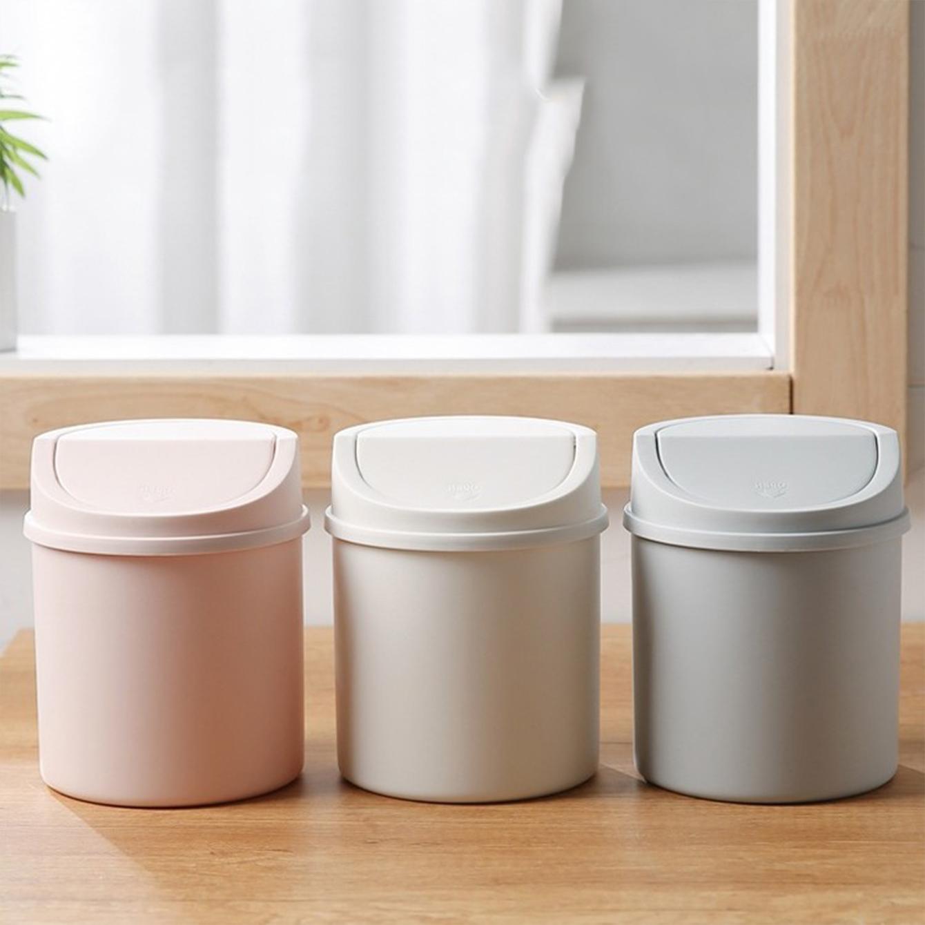 Mini Garbage Bin, Covered Trash Can, Desktop Trash Can, Plastic Waste Paper Basket, To Prevent Odor Leakage, Odor Prevention, Storing Fruit Peel & Paper Scraps To Keep Desk Tidy, Storage, For Office, Living Room, Study, Coffee Table Decor