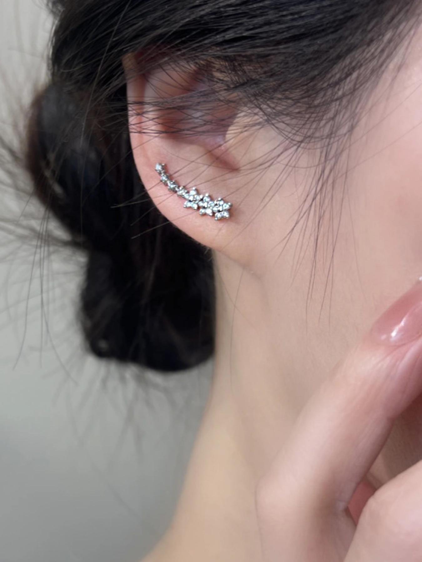 Elegant Starburst Earrings, Full Cz Rhinestone Sparkle, Caterpillar Design, Skin-Friendly, Lightweight, Perfect for Daily Wear, Office, Dates, Special Occasions