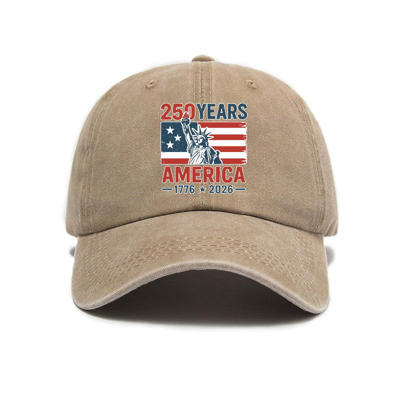 2026 New Trendy Versatile American Independence 250th Anniversary Printed Washed Vintage Soft Top Outdoor Sunshade Baseball Cap