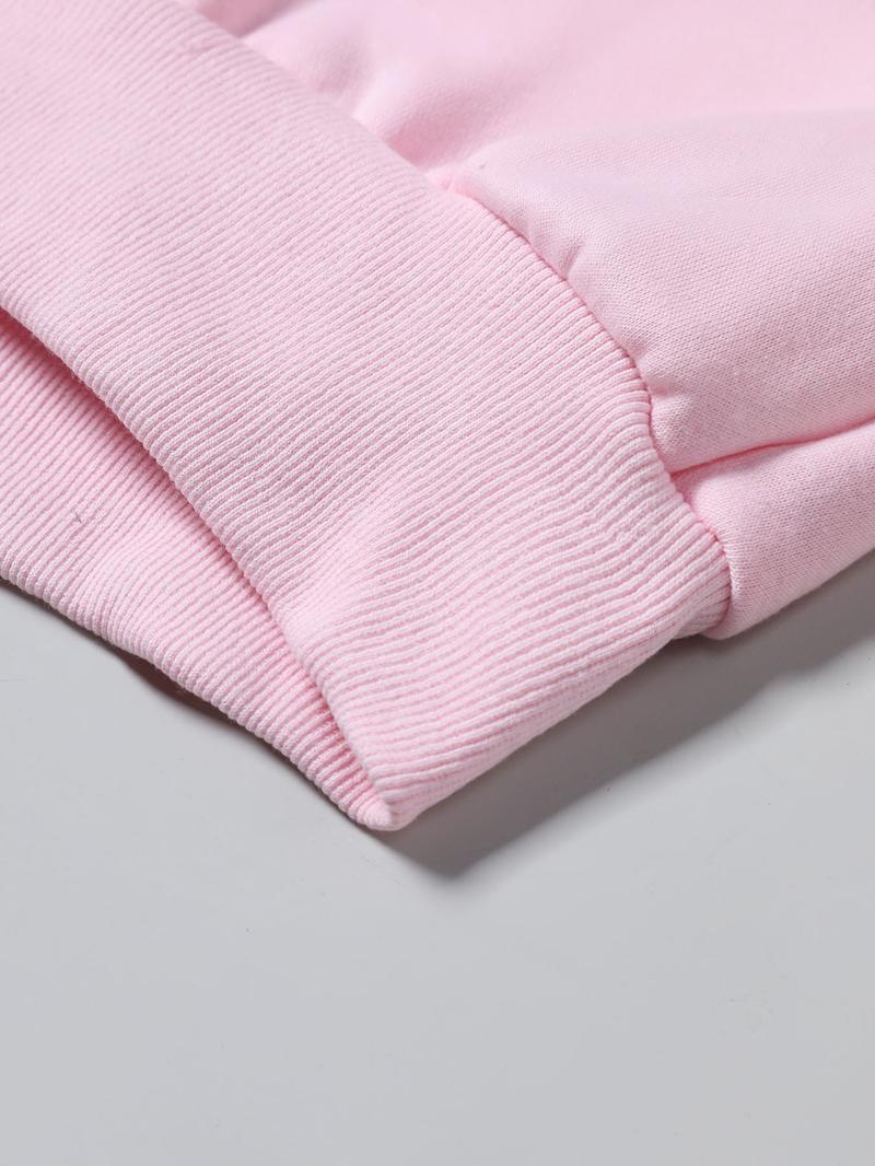 Women's Pink Autumn and Winter Short Sweatshirt and Loose Straight Pants Set, Casual and Fashionable Hooded Long-sleeved Sweatshirt and Sweatpants, Suitable for Daily Outdoor Wear, Comfortable Daily Wear