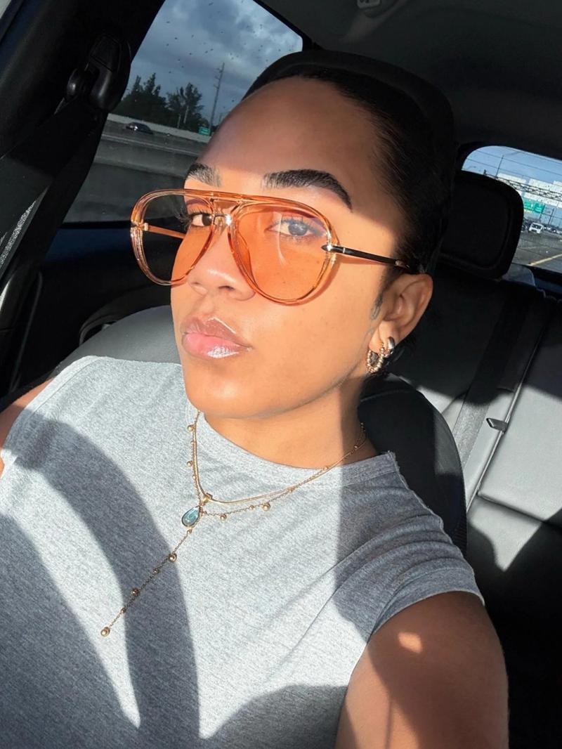 Women's Ombre Tinted Lens Aviator Sunglasses, Aviator Shades, Trendy Casual Sunglasses for Everyday Use, Fashion Accessories for Outdoor Activities