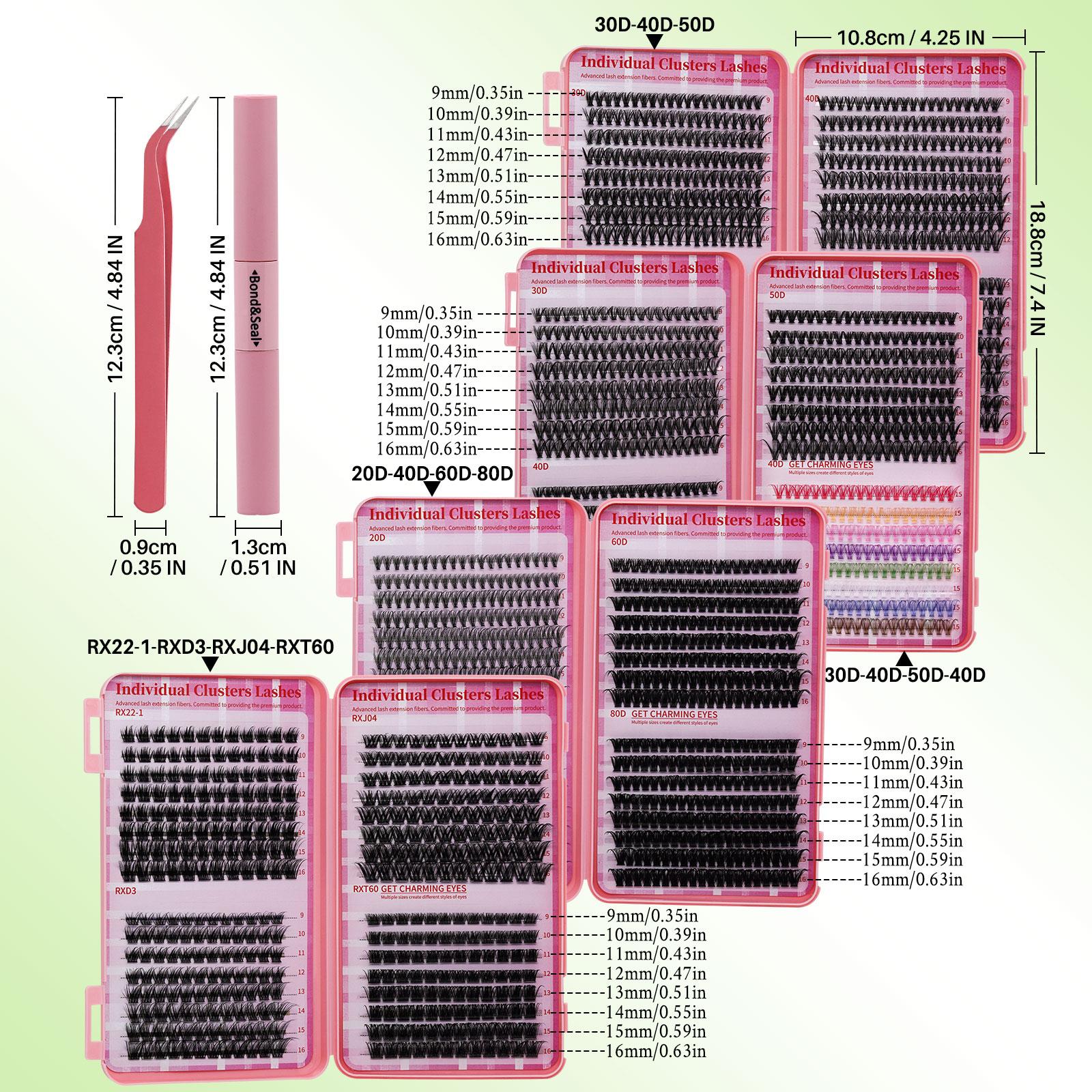 Eyelash Extensions Kit, 1 Box Eyelash Glue & Tweezers, Professional Eye Tool for Women, Lashes Clusters Eye Makeup Accessories for Home & Salon Use, Eyelash Kit, Eye Tools, Beauty Eyelash Clusters, Cosmetic
