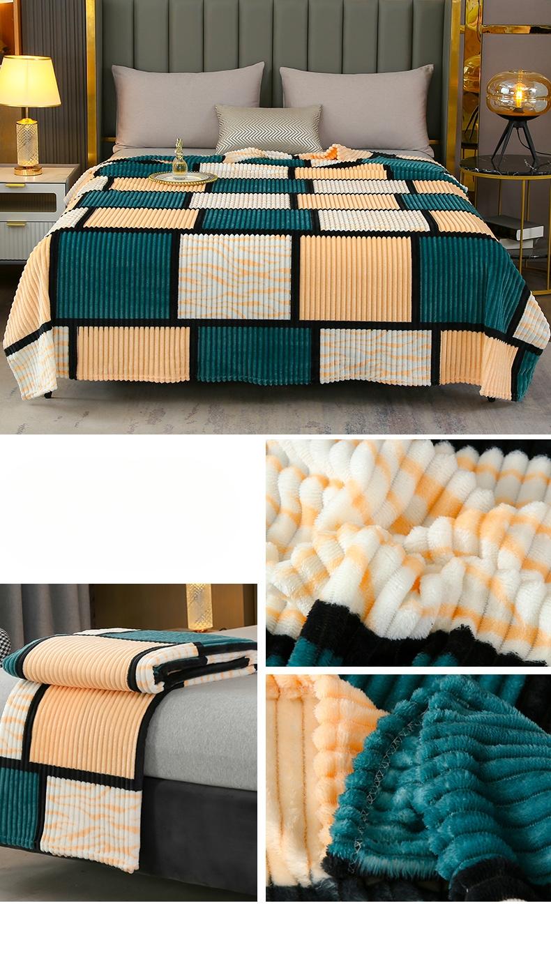 New Plaid Striped Magic Velvet Printed Blanket Flannel Milk Velvet Throw