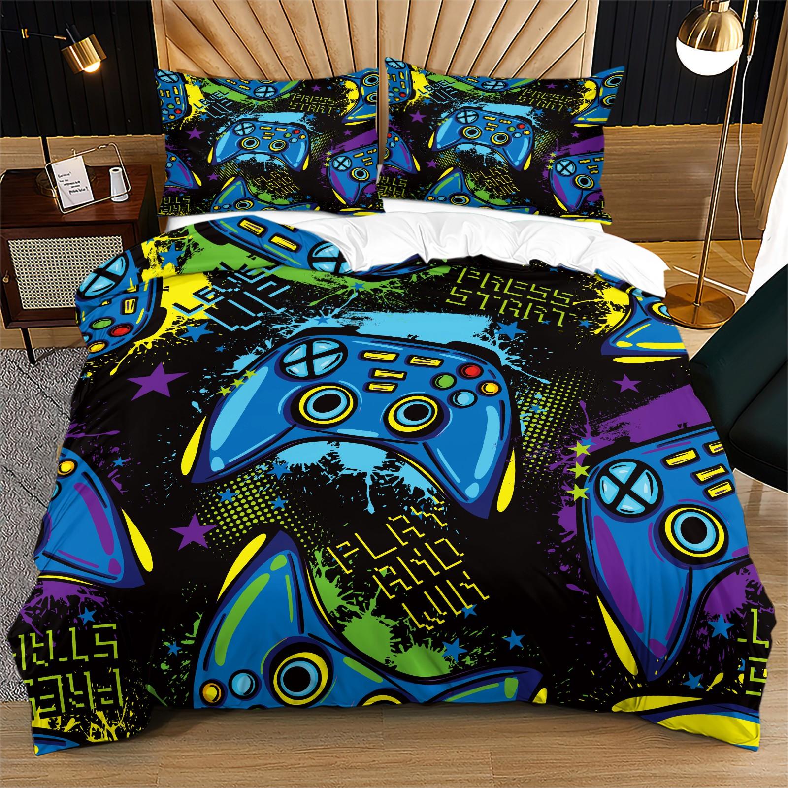 Game Controller Pattern Duvet Cover Set, Soft And Durable Bedding Set, Including 1 Duvet Cover And 1 Or 2 Pillowcases, Without Cotton Core, Suitable For Gaming Room Gifts, Bedroom Decorations