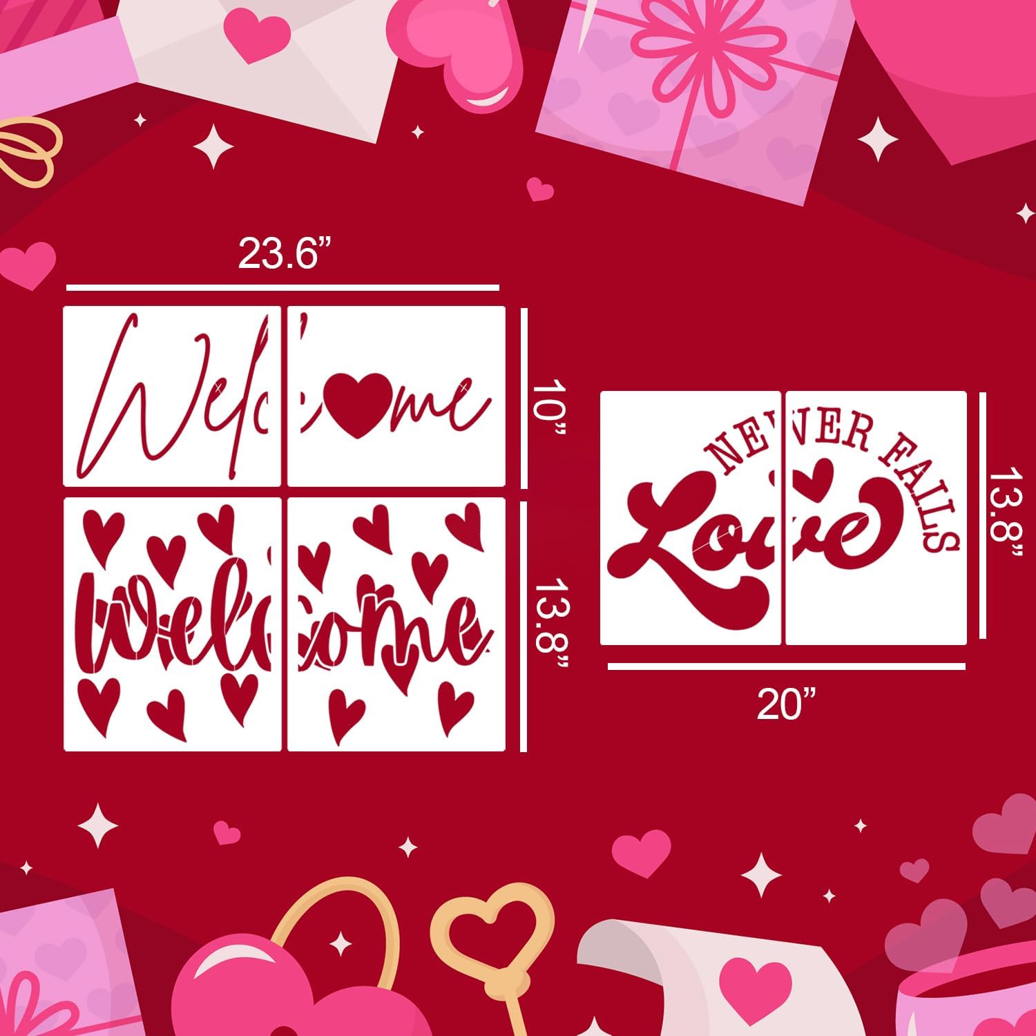 Valentine's Day Stencils for Door Mats Love Heart Doormat Stencils |  XOXO Drawing Templates for Doormats  Fabrics